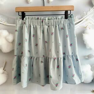 Nordstrom Brass Plum BP Blue Grounded Floral Print Ruffle Mini Skirt in Size M